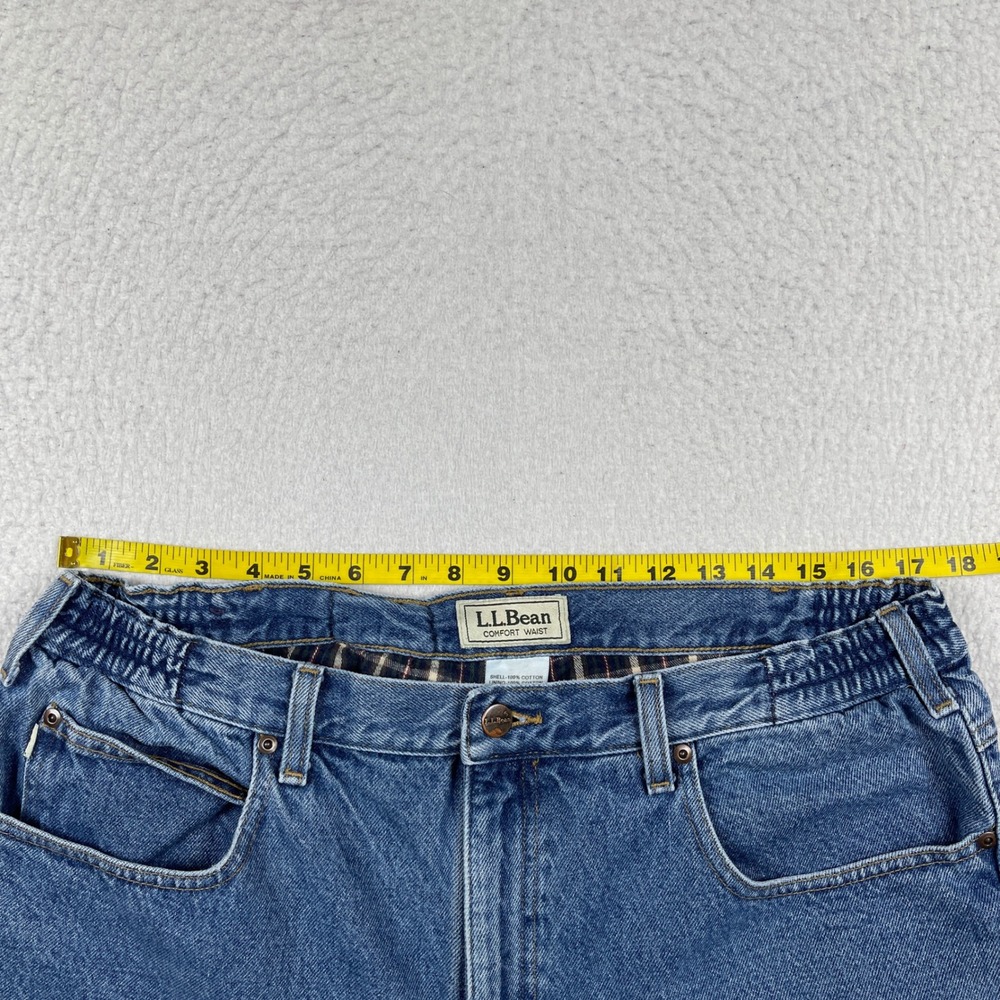 LL Bean‎ Flannel Lined Jeans Mens 37x29 (Fits 34x25) Blue Comfort Waist Casual - Picture 4 of 10